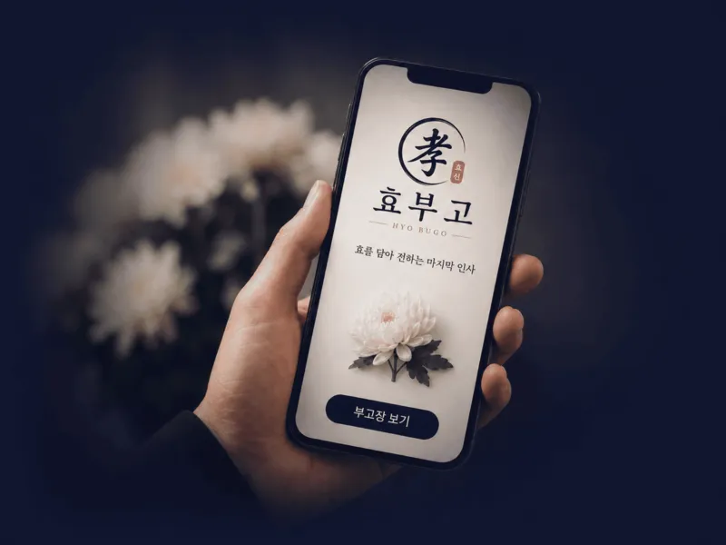 스마트폰에 표시된 효부고 모바일 부고장 화면
